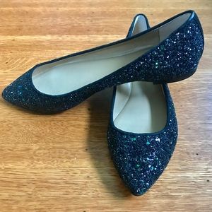 Ann Taylor Black Glitter Flats